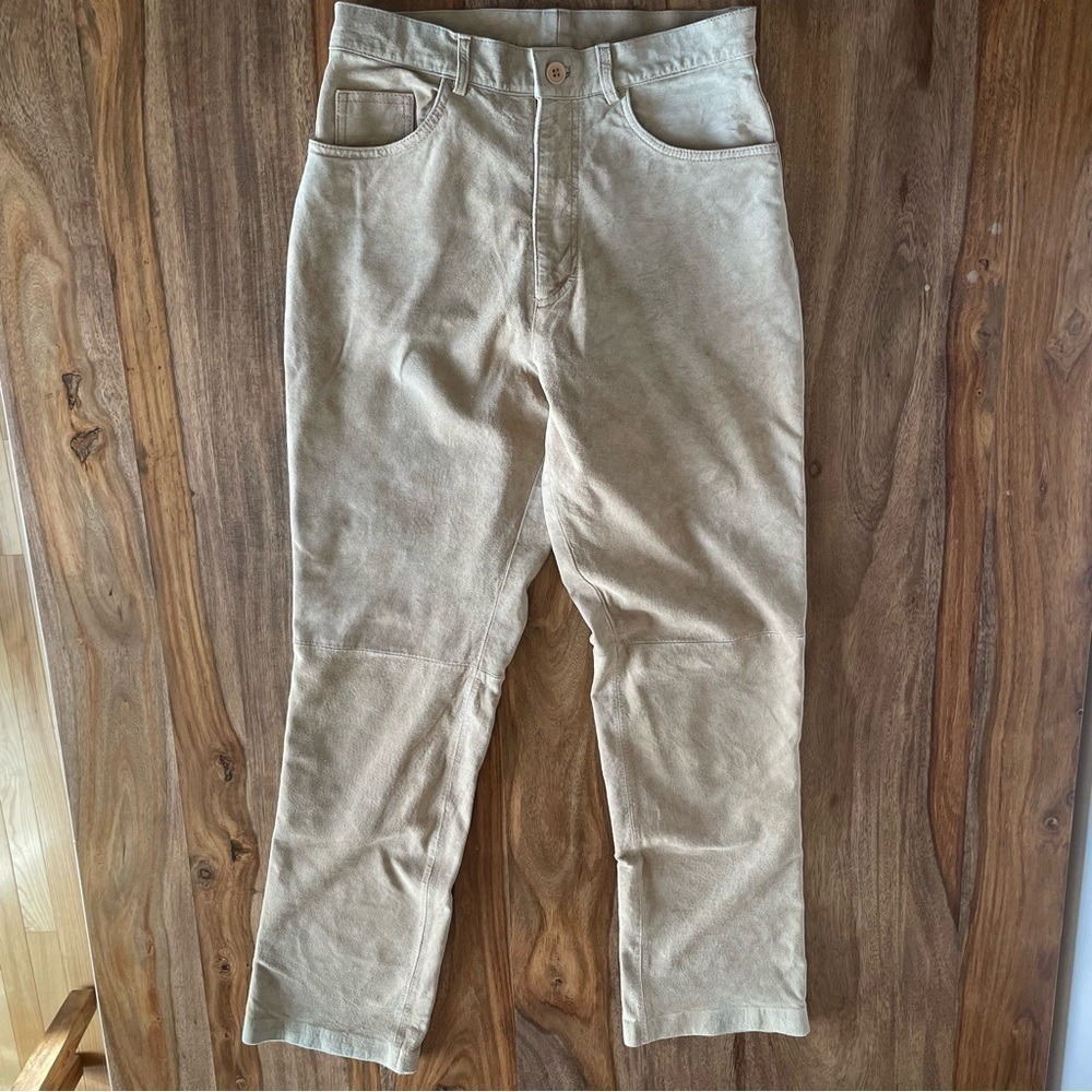 Brandon Thomas Vintage‎ 90's Suede Leather Pants Tan High Rise Womens Size 8